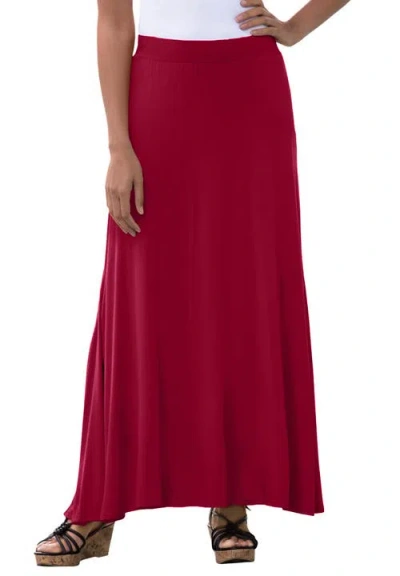 Jessica London Everyday Stretch Knit Maxi Skirt In Red
