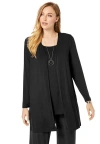 Jessica London Everyday Stretch Knit Open Front Cardigan In Black