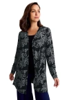 Jessica London Everyday Stretch Knit Open Front Cardigan In Black