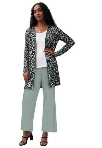 Jessica London Everyday Stretch Knit Open Front Cardigan In Black