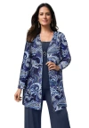 Jessica London Everyday Stretch Knit Open Front Cardigan In Blue