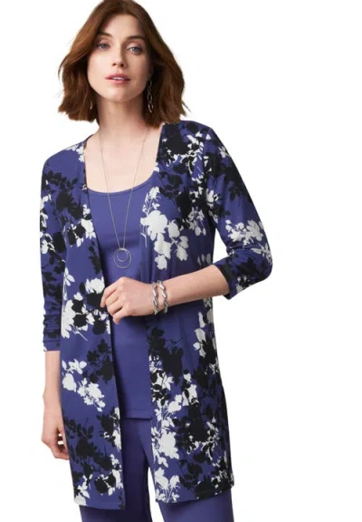 Jessica London Everyday Stretch Knit Open Front Cardigan In Blue