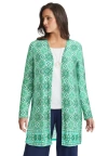 Jessica London Everyday Stretch Knit Open Front Cardigan In Green
