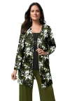 Jessica London Everyday Stretch Knit Open Front Cardigan In Green