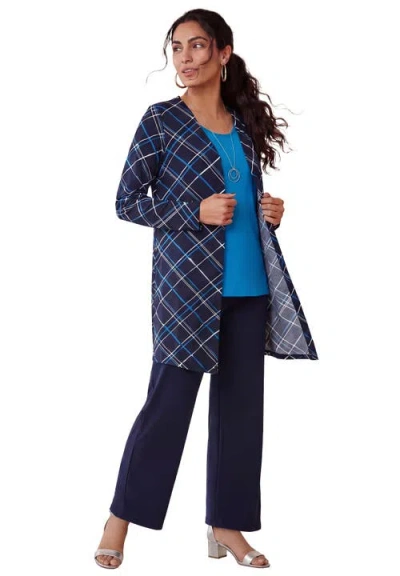 Jessica London Everyday Stretch Knit Open Front Cardigan In Multi