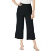 Jessica London Everyday Stretch Knit Wide Leg Crop Pant In Black