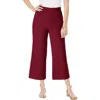 Jessica London Everyday Stretch Knit Wide Leg Crop Pant In Burgundy