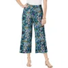 Jessica London Everyday Stretch Knit Wide Leg Crop Pant In Multi