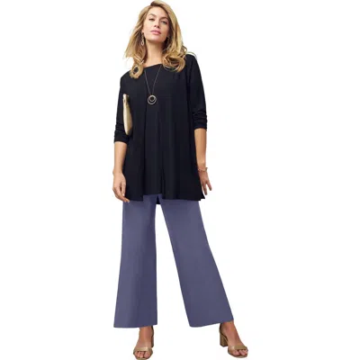 Jessica London Everyday Stretch Knit Wide Leg Pant In Blue