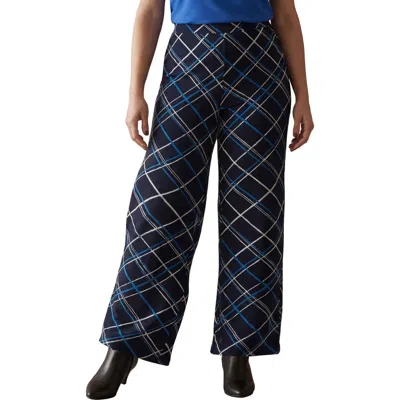 Jessica London Everyday Stretch Knit Wide Leg Pant In Blue