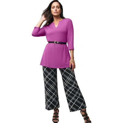 Jessica London Everyday Stretch Knit Wide Leg Pant In Purple