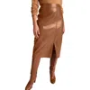 Jessica London Faux Croc Wrap Skirt In Brown