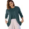 Jessica London Fine Gauge Button-front Cardigan In Green