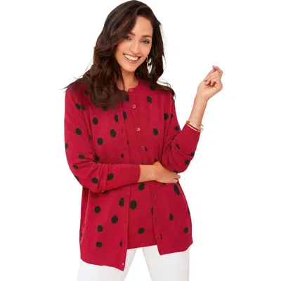 Jessica London Fine Gauge Button-front Cardigan In Red