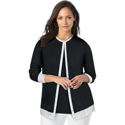 Jessica London Fine Gauge Cardigan In Black