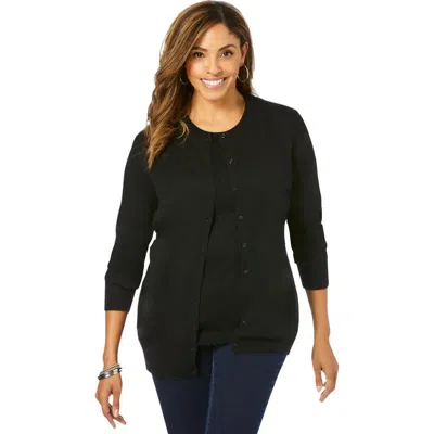 Jessica London Fine Gauge Cardigan In Black
