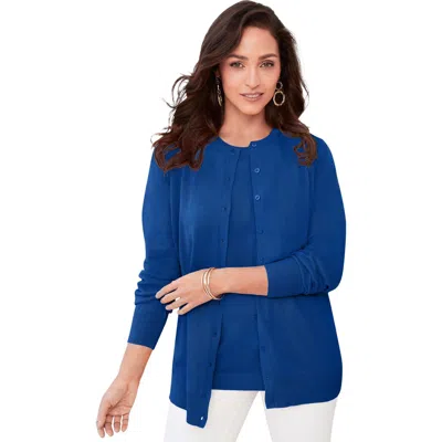 Jessica London Fine Gauge Cardigan In Blue