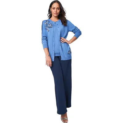 Jessica London Fine Gauge Cardigan In Blue