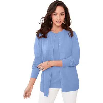 Jessica London Fine Gauge Cardigan In Blue