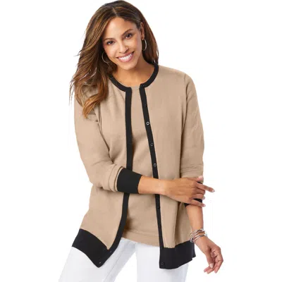 Jessica London Fine Gauge Cardigan In Brown