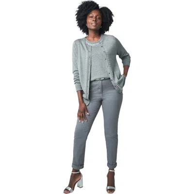 Jessica London Fine Gauge Cardigan In Gray