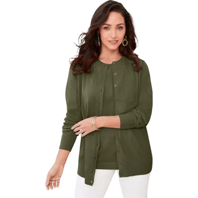 Jessica London Fine Gauge Cardigan In Green