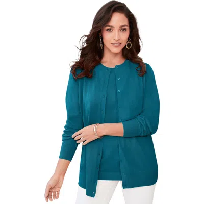 Jessica London Fine Gauge Cardigan In Green