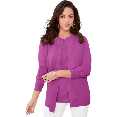 Jessica London Fine Gauge Cardigan In Purple