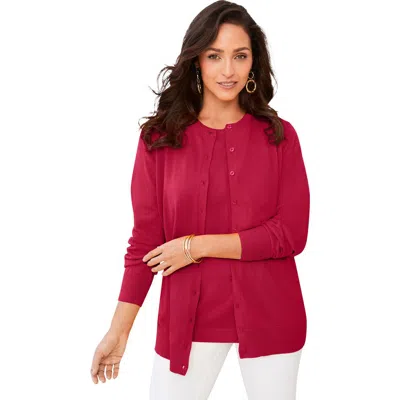 Jessica London Fine Gauge Cardigan In Red
