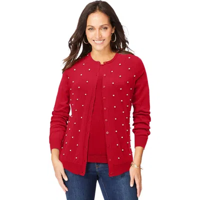 Jessica London Fine Gauge Cardigan In Red
