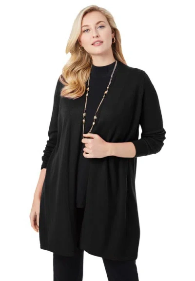 Jessica London Fine Gauge Cardigan Topper In Black
