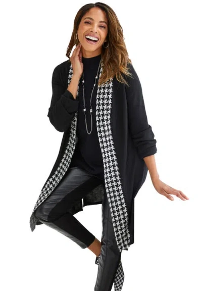 Jessica London Fine Gauge Cardigan Topper In Black