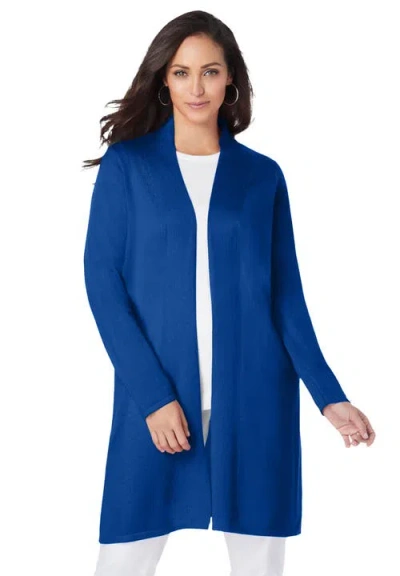 Jessica London Fine Gauge Cardigan Topper In Blue