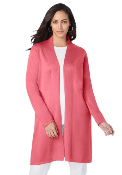 Jessica London Fine Gauge Cardigan Topper In Pink