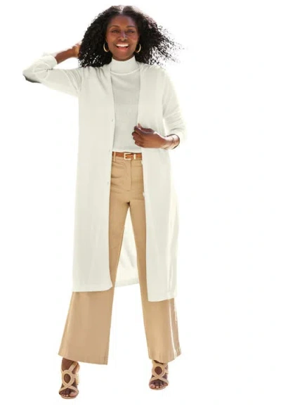 Jessica London Fine Gauge Cardigan Topper In White