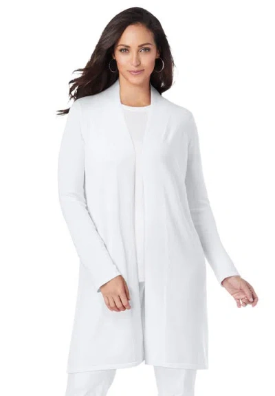 Jessica London Fine Gauge Cardigan Topper In White