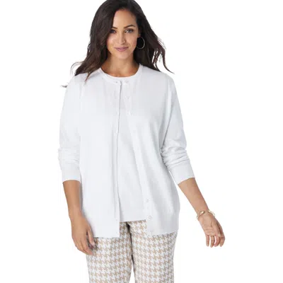 Jessica London Fine Gauge Cardigan In White