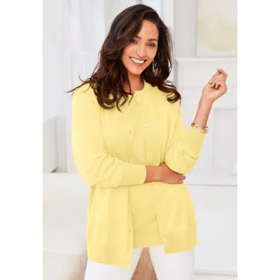 Jessica London Fine Gauge Cardigan In Yellow