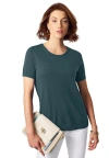 Jessica London Fine Gauge Crewneck Knit Shell In Blue