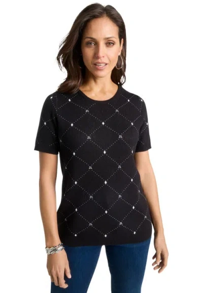 Jessica London Fine Gauge Crewneck Shell In Black