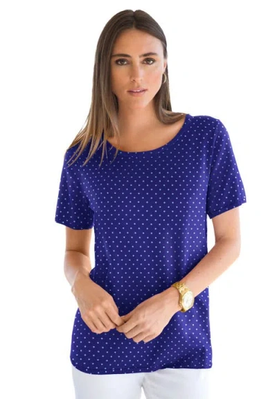 Jessica London Fine Gauge Crewneck Shell In Blue