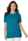 Jessica London Fine Gauge Crewneck Shell In Blue