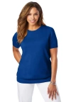 Jessica London Fine Gauge Crewneck Shell In Blue
