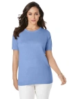 Jessica London Fine Gauge Crewneck Shell In Blue
