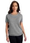 Jessica London Fine Gauge Crewneck Shell In Gray
