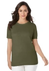 Jessica London Fine Gauge Crewneck Shell In Green