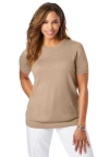 Jessica London Fine Gauge Crewneck Shell In Neutral