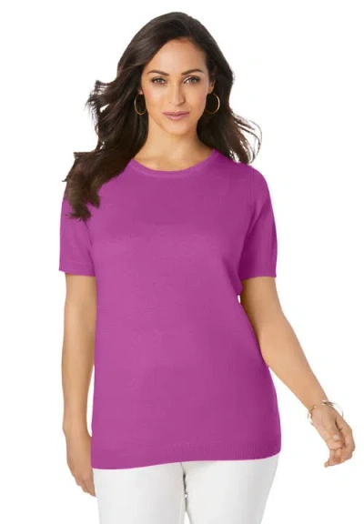 Jessica London Fine Gauge Crewneck Shell In Purple