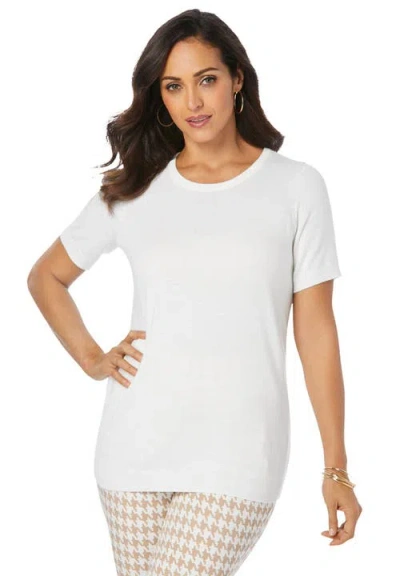 Jessica London Fine Gauge Crewneck Shell In White