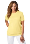 Jessica London Fine Gauge Crewneck Shell In Yellow